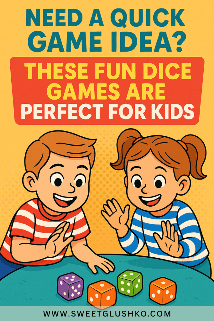  Smiling boy and girl sitting at a table playing with colorful dice, wearing striped shirts and enjoying a fun and simple game together, perfect for kids.