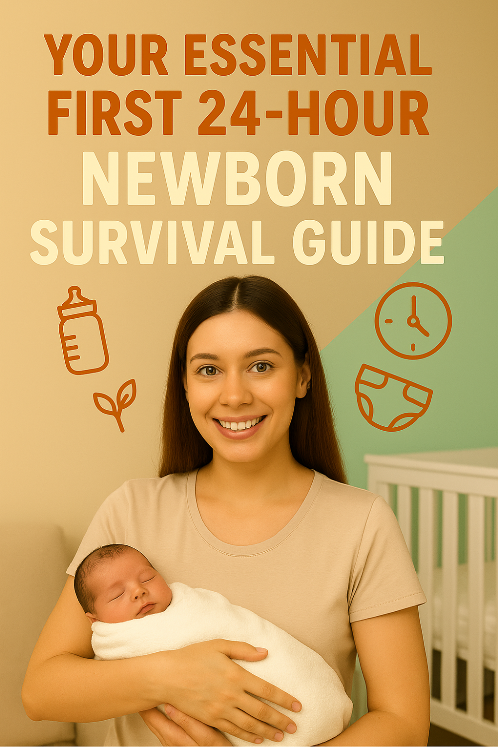 A beaming new mother cradles her swaddled newborn by a crib, illustrating key tips every parent needs for a baby’s critical first 24 hours.